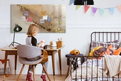 Wallfluent Tableau Magnétique Mural 120x60 cm Marbre doré Marqueur noir Idéal Bureau Et Maison* Pêle-Mêle Et Pense Bête