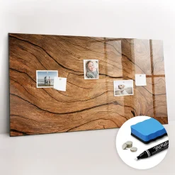 Wallfluent Tableau Magnétique 120x60 cm Vieux bois Marqueur blanc En Verre De Planification* Pêle-Mêle Et Pense Bête