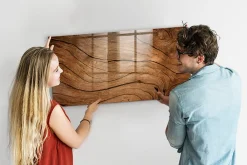 Wallfluent Tableau Magnétique 120x60 cm Vieux bois Marqueur blanc En Verre De Planification* Pêle-Mêle Et Pense Bête