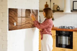 Wallfluent Tableau Magnétique 120x60 cm Vieux bois Marqueur blanc En Verre De Planification* Pêle-Mêle Et Pense Bête