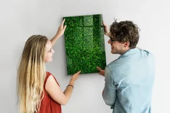 Wallfluent Tableau Magnétique 40x60 cm Feuilles de la plante de clôture Marqueur blanc En Verre De Planification* Pêle-Mêle Et Pense Bête
