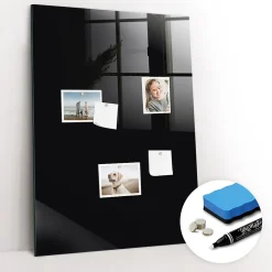 Wallfluent Tableau Magnétique 70x100 cm Couleur noire Marqueur blanc En Verre De Planification* Pêle-Mêle Et Pense Bête
