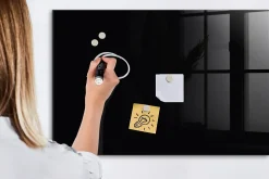 Wallfluent Tableau Magnétique 90x60 cm Couleur noire Marqueur blanc En Verre De Planification* Pêle-Mêle Et Pense Bête
