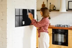 Wallfluent Tableau Magnétique 90x60 cm Couleur noire Marqueur blanc En Verre De Planification* Pêle-Mêle Et Pense Bête