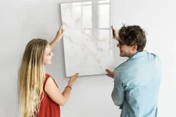 Wallfluent Tableau Magnétique 60x90 cm Marbre élégant Marqueur noir Mémos & Organisation* Pêle-Mêle Et Pense Bête