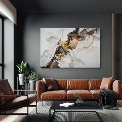 Discount Muralo Tableau MARBRE Abstraktion Motif 120cm x 80cm - Parfait pour décorer votre salon, chambre ou bureau avec un design unique et élég