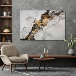 Discount Muralo Tableau MARBRE Abstraktion Motif 120cm x 80cm - Parfait pour décorer votre salon, chambre ou bureau avec un design unique et élég