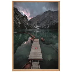 Outlet Ceanothe Tableau mural encadré barque en montagne 65x97 cm Fabriqué en France