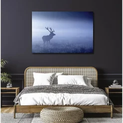 Hot Scenolia Tableau toile en kit BLUE MISTY DEER 140 x 95 cm - Toile textile sans PVC, Made in France par
