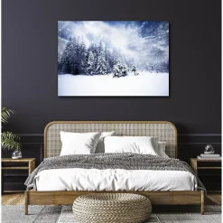 Scenolia Tableau toile en kit SOUS LA NEIGE 140 x 95 cm - Toile textile sans PVC, Made in France par* Image Encadrée