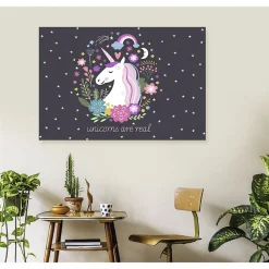 Hot Scenolia Tableau toile en kit UNICORNS ARE REAL 140 x 95 cm - Toile textile sans PVC, Made in France par