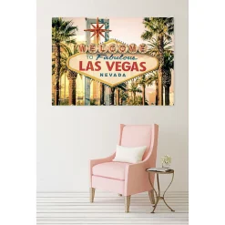 Scenolia Tableau toile en kit WELCOME TO LAS VEGAS 180 x 130 cm - Toile textile sans PVC, Made in France par* Image Encadrée