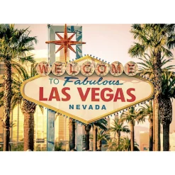 Scenolia Tableau toile en kit WELCOME TO LAS VEGAS 180 x 130 cm - Toile textile sans PVC, Made in France par* Image Encadrée
