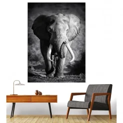 Sale Scenolia Tableau toile XXL en kit Éléphant Solitaire 130 x 180 cm - Toile textile sans PVC