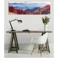 Scenolia Tableau toile XXL en kit Paysage D'Automne 130 x 40 cm - Toile textile sans PVC* Image Encadrée