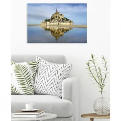 Clearance Scenolia Tableau toile XXL en kit Baie Du Mont Saint Michel 90 x 60 cm - Toile textile sans PVC