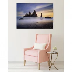 Scenolia Tableau toile XXL en kit Reynisdrangar Islande 130 x 90 cm - Toile textile sans PVC* Image Encadrée