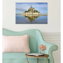 Scenolia Tableau toile XXL en kit Baie Du Mont Saint Michel 60 x 40 cm - Toile textile sans PVC* Image Encadrée