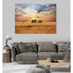 Scenolia Tableau toile XXL en kit Savane Africaine 180 x 130 cm - Toile textile sans PVC* Image Encadrée