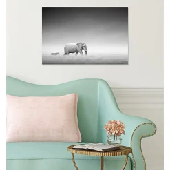 Scenolia Tableau toile XXL en kit Zèbre Et Éléphant 60 x 40 cm - Toile textile sans PVC* Image Encadrée