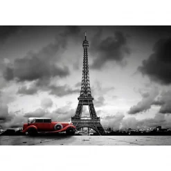 Scenolia Tableau toile XXL en kit Paris Noir Et Blanc 90 x 60 cm - Toile textile sans PVC* Image Encadrée