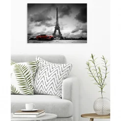 Scenolia Tableau toile XXL en kit Paris Noir Et Blanc 90 x 60 cm - Toile textile sans PVC* Image Encadrée