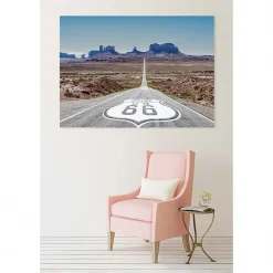Scenolia Tableau toile XXL en kit Road 66 180 x 130 cm - Toile textile sans PVC* Image Encadrée