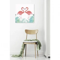 Hot Scenolia Tableau toile XXL en kit Flamingo In Love 60 x 60 cm - Toile textile sans PVC