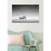 Scenolia Tableau toile XXL en kit Zèbre Et Éléphant 90 x 60 cm - Toile textile sans PVC* Image Encadrée