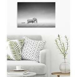 Scenolia Tableau toile XXL en kit Zèbre Et Éléphant 90 x 60 cm - Toile textile sans PVC* Image Encadrée