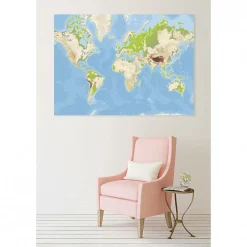 New Scenolia Tableau toile XXL en kit Mappemonde 180 x 130 cm - Toile textile sans PVC