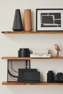 Woodbord Tablette Bois Teck Indo Massif Huilé - Bord Naturel Irrégulier - 18x110x600mm - Etagère Murale de Bureau, Cuisine* Etagère Murale