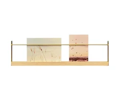 Outlet Ariane Tablette murale effet bois et métal doré L.50 x H.12 cm