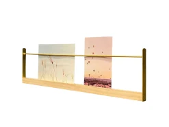 Outlet Ariane Tablette murale effet bois et métal doré L.50 x H.12 cm