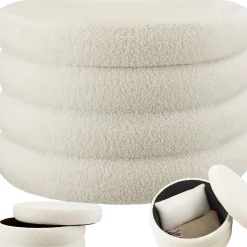 Tectake Tabouret avec espace de rangement rond 67 x 42 cm* Pouf Et Poire