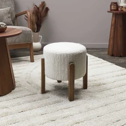 The Home Deco Factory Tabouret en velours côtelé Scott* Pouf Et Poire