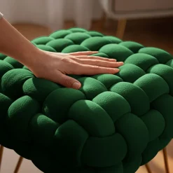Akord Furniture Factory Tabouret en velours tressé rembourré 38 cm DOTTY Vert Bouteille* Pouf Et Poire