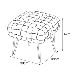 Akord Furniture Factory Tabouret en velours tressé rembourré 38 cm DOTTY Vert Bouteille* Pouf Et Poire