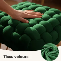 Akord Furniture Factory Tabouret en velours tressé rembourré 38 cm DOTTY Vert Bouteille* Pouf Et Poire