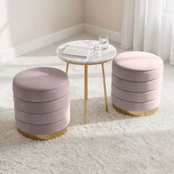 Hot Akord Furniture Factory Tabouret rembourré en velours avec rangement 40 cm LUNA Rose Poudré