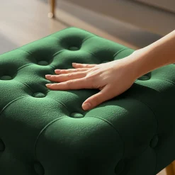 Discount Akord Furniture Factory Tabouret rembourré en velours 40 cm QUADRA Vert Bouteille