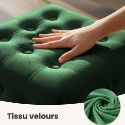 Discount Akord Furniture Factory Tabouret rembourré en velours 40 cm QUADRA Vert Bouteille