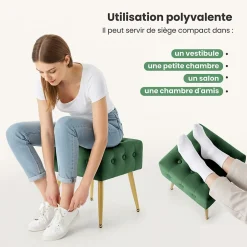 Discount Akord Furniture Factory Tabouret rembourré en velours 40 cm QUADRA Vert Bouteille