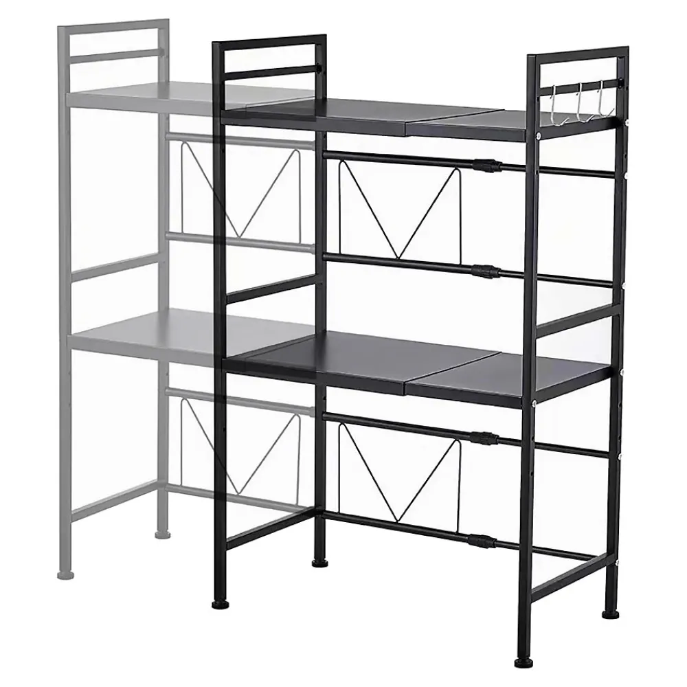 [En.Casa] Étagère à micro-ondes Sorsele avec 2 tablettes réglables noir en.casa* Etagère Murale