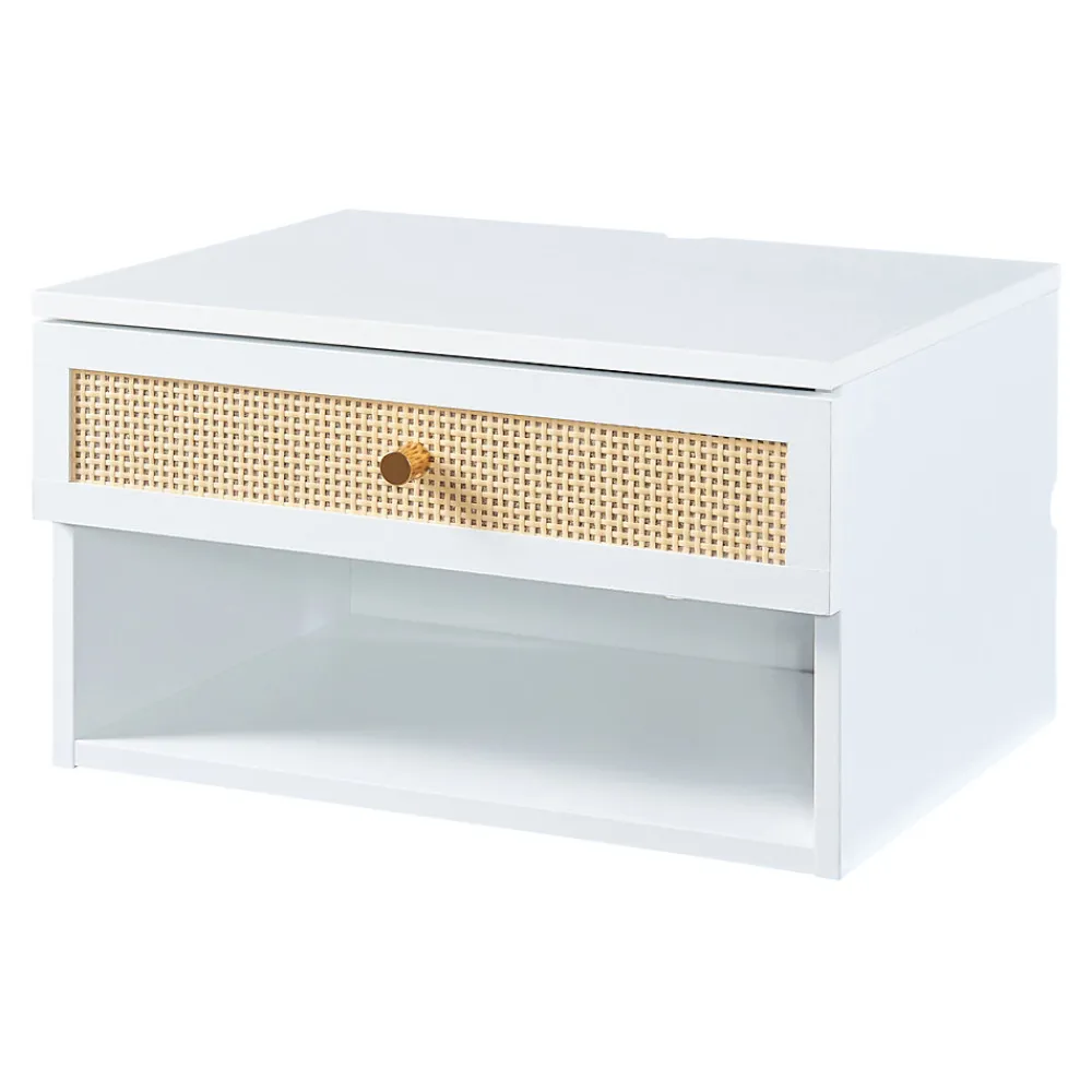 [En.Casa] Étagère murale Eiker 40 x 32 x 23 cm blanc aspect rotin en.casa* Etagère Murale