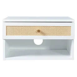 [En.Casa] Étagère murale Eiker 40 x 32 x 23 cm blanc aspect rotin en.casa* Etagère Murale