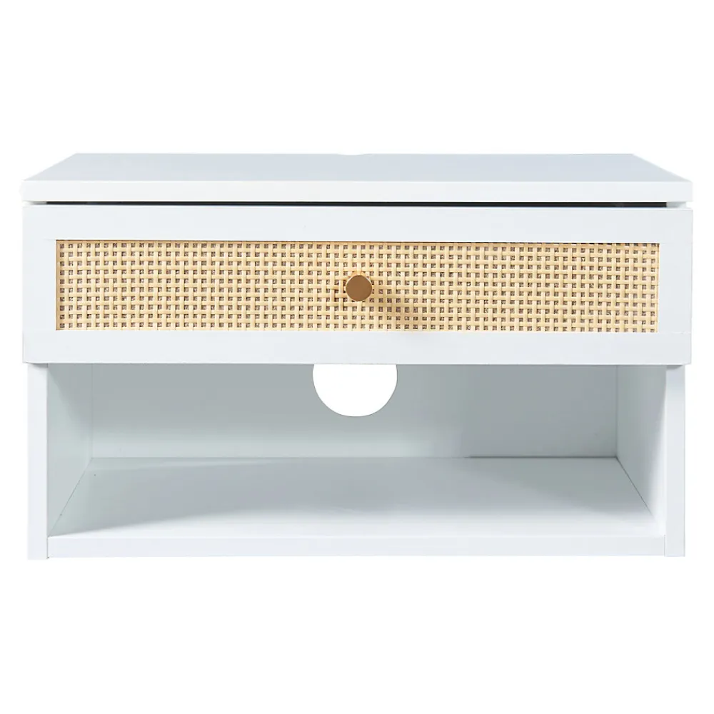 [En.Casa] Étagère murale Eiker 40 x 32 x 23 cm blanc aspect rotin en.casa* Etagère Murale