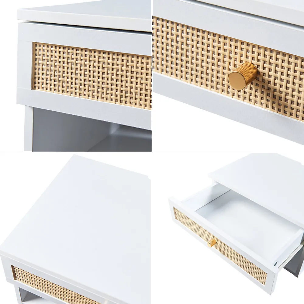 [En.Casa] Étagère murale Eiker 40 x 32 x 23 cm blanc aspect rotin en.casa* Etagère Murale