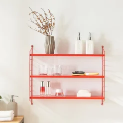 [En.Casa] Étagère murale Strängnäs à 3 niveaux modulables 50 x 60 x 15 cm rouge en.casa