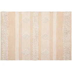 Atmosphera Tapis à franges imprimé coton beige L.90 x l.60 cm* Tapis Intérieur|Tapis Pour Chambre